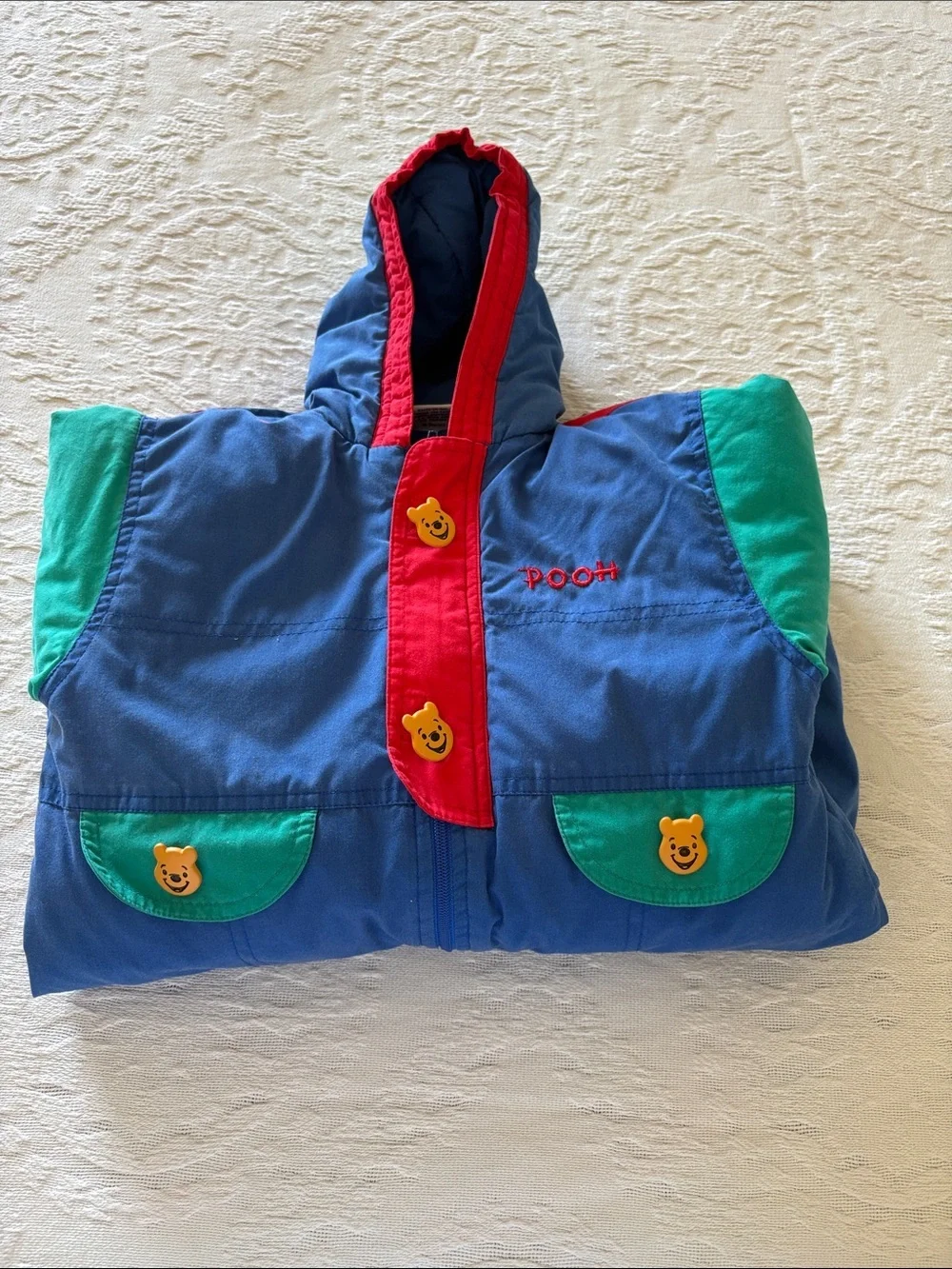 Vintage Pooh Unisex Colorful Snowsuit *Missing Booties*  24mo Damaged
